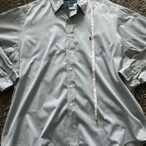 Ralph Lauren Mens Yarmouth Solid Gray Button Down Shirt Size XL Long Sleeve - Picture 6 of 6